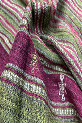 Tussar Silk Magenta Bhujodi Stole with Green Weaving