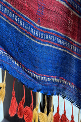 Tussar Silk Maroon Bhujodi Stole with Royal Blue Weaving