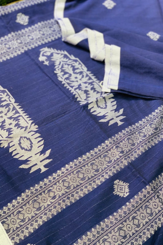 Handwoven Deep blue Jamdani saree