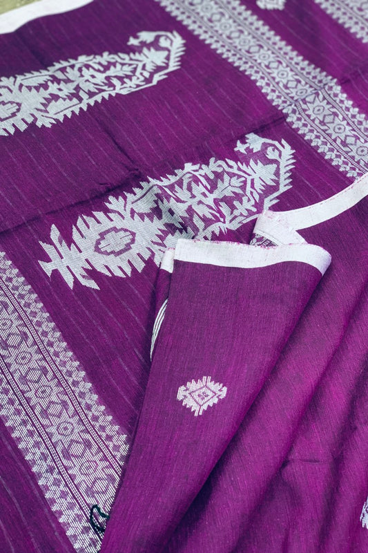 Handwo Magenta Purple Jamdani Saree