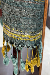 Tussar Silk Greenish Mustard Bhujodi Stole with Firozi weaving