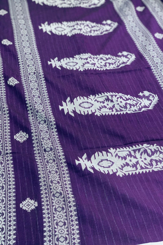 Handwoven Purple Jamdani saree