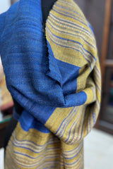 Tussar Silk German Blue with Green intricate weaving Bhujodi Stole