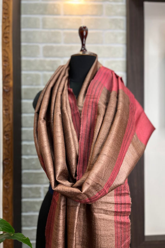 Coffee Brown Pure Tussar Silk Dupatta