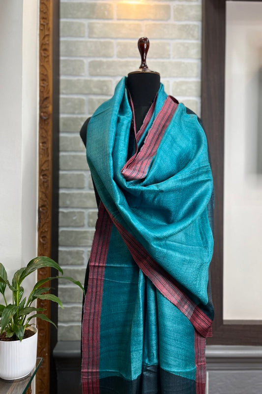 Firozi ( Chintamani Coloured) Pure Tussar Silk Dupatta