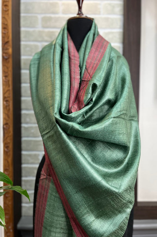 Light Mint Green Pure Tussar Silk Dupatta