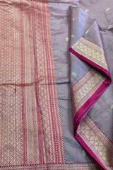 Light Lilac coloured Pure Raw Silk Banarasi Saree