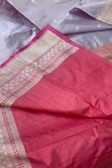Light Lilac coloured Pure Raw Silk Banarasi Saree