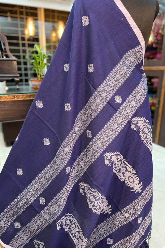 Handwoven Deep blue Jamdani saree