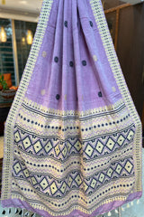 lilac coloured handwoven Assamese khadi cotton saree