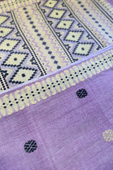 lilac coloured handwoven Assamese khadi cotton saree