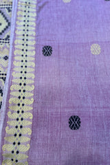 lilac coloured handwoven Assamese khadi cotton saree