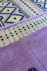 lilac coloured handwoven Assamese khadi cotton saree