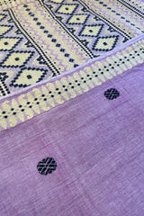 lilac coloured handwoven Assamese khadi cotton saree