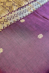 Deep Purple Handwoven Assamese Khadi cotton Saree