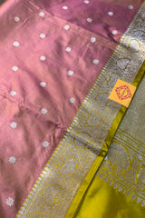 Rose Pink with Yellow dual tone ( Dhup-Chaav) pure silk saree