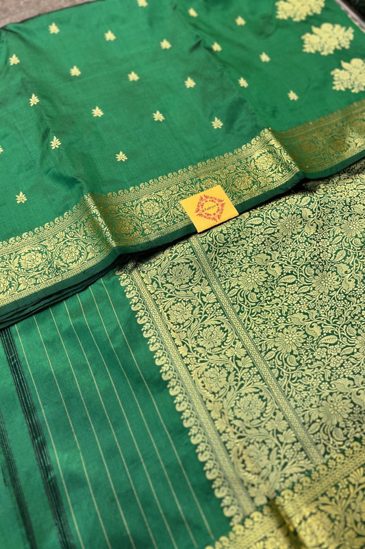 Traditional Green Pure Silk Banarasi Saree