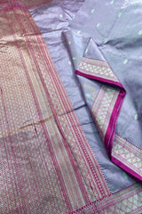 Light Lilac coloured Pure Raw Silk Banarasi Saree