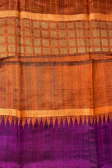 Pure Raw Magenta Saree with Rust border