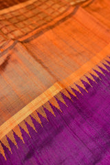 Pure Raw Magenta Saree with Rust border