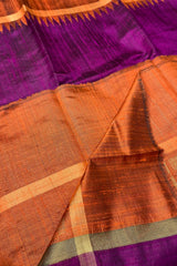 Pure Raw Magenta Saree with Rust border