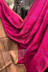 Magenta Pure Matka Silk saree with Tussar Ghicha pallu