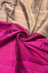 Magenta Pure Matka Silk saree with Tussar Ghicha pallu