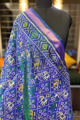 Peacock Blue Pure Silk Rajkot Patola Dupatta