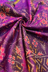 Plum coloured Pure Silk Rajkot Patola Dupatta