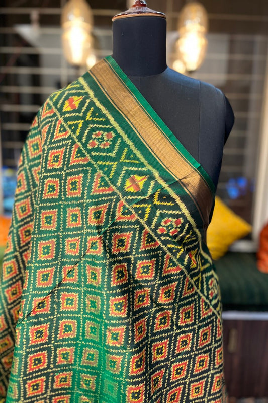 Dark Green Pure Silk Rajkot Patola Dupatta