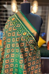 Dark Green Pure Silk Rajkot Patola Dupatta