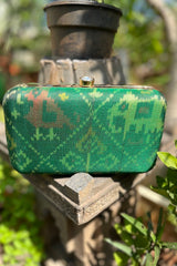 Traditional Green Pure Silk Rajkot Patola Clutch