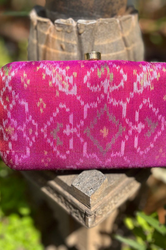 Magenta Pure Silk Rajkot Patola Clutch