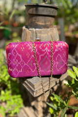 Magenta Pure Silk Rajkot Patola Clutch