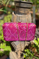 Magenta Pure Silk Rajkot Patola Clutch