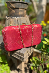 Red Pure Silk Rajkot Patola Clutch