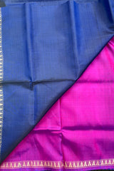 Midnight Blue pure silk handloom Inchpar saree with contrast pallu and blouse