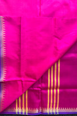 Magenta pure silk Inchpar handloom saree with Patti pallu and contrast blouse