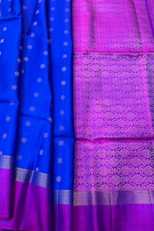 Royal Blue Soft sarees with Magenta Border