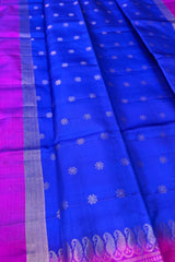 Royal Blue Soft sarees with Magenta Border