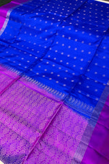 Royal Blue Soft sarees with Magenta Border