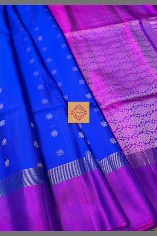 Royal Blue Soft sarees with Magenta Border