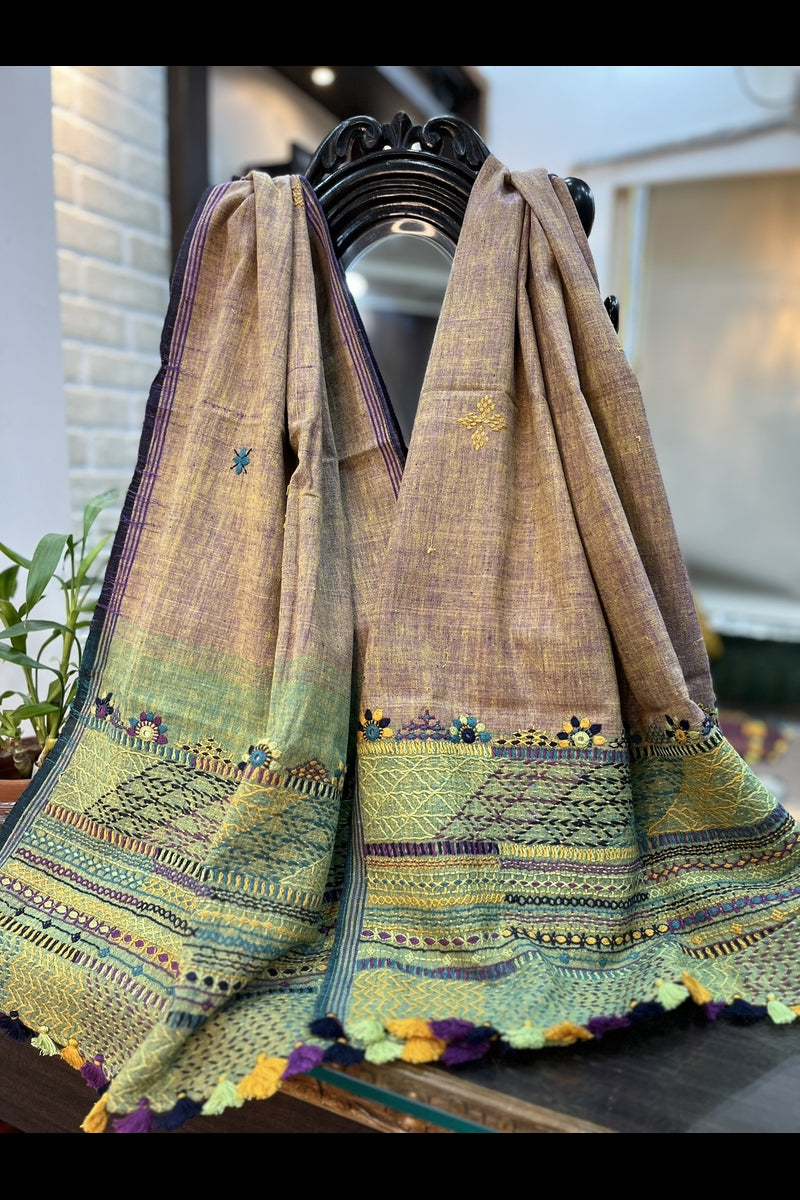 Dual Toned Mustard with Purple Lambani Stole