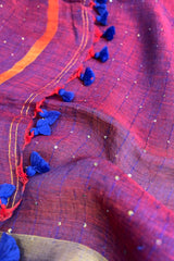 Purple with Magenta Dual Toned Linen Sequins Saree