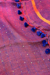 Purple with Magenta Dual Toned Linen Sequins Saree