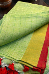 Pista Green Linen Sequins Saree