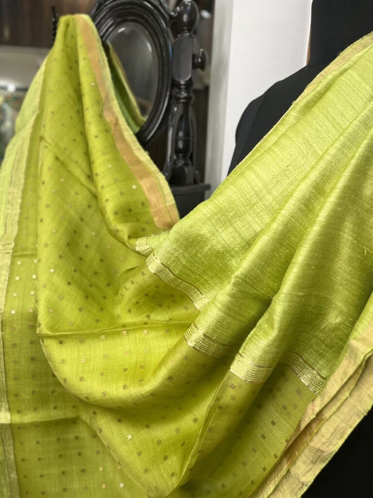 Mint Fresh Green Matka Silk Saree with Sequins Pallu