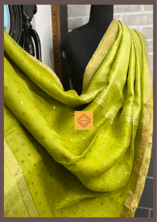 Mint Fresh Green Matka Silk Saree with Sequins Pallu