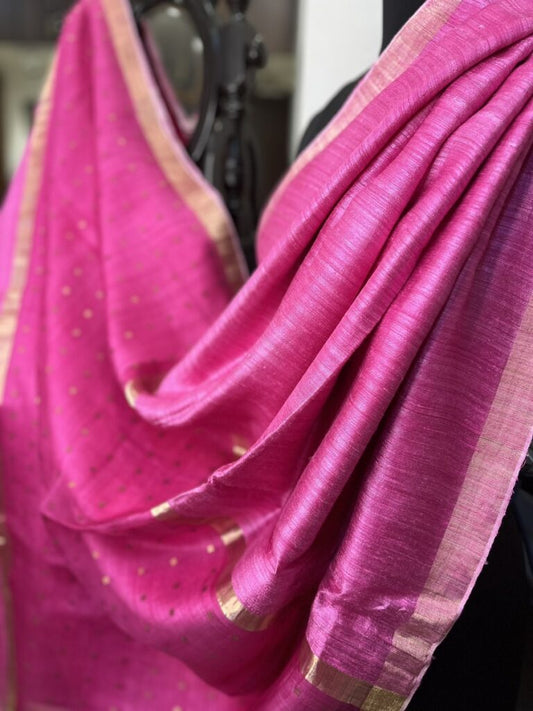 Orchid Pink Matka Silk Saree with Pink Sequins Pallu