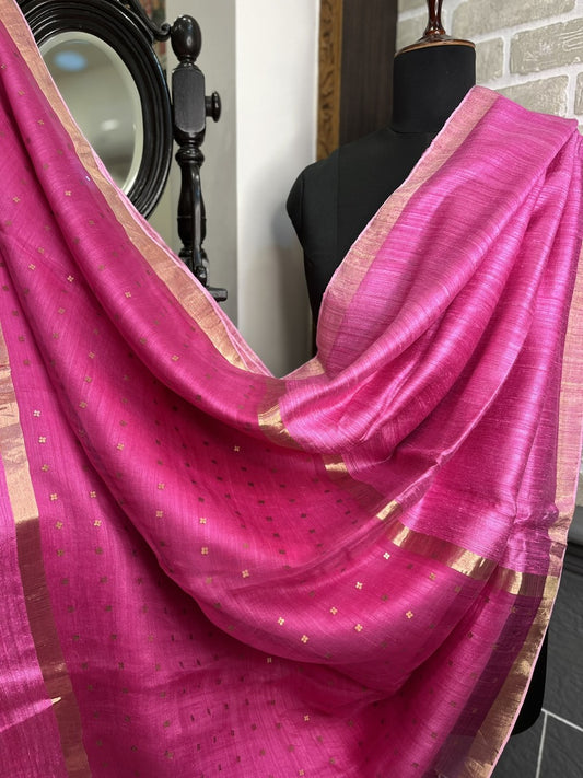 Orchid Pink Matka Silk Saree with Pink Sequins Pallu